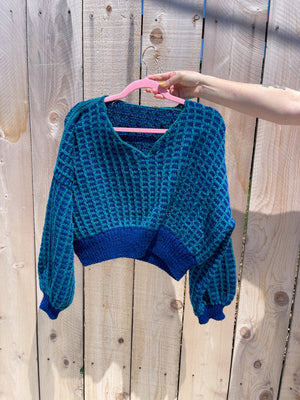 Handmade Crocheted Acrylic Cropped Sweater