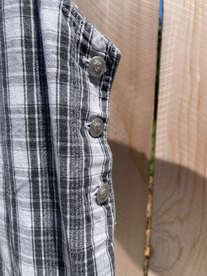 Gray Plaid Overall Dress